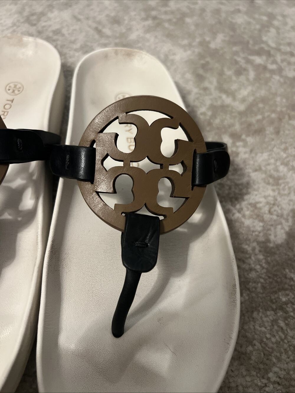 Tory Burch Miller Cloud Sandal Womens Perfect Black/Almond Flour Sz US 7
